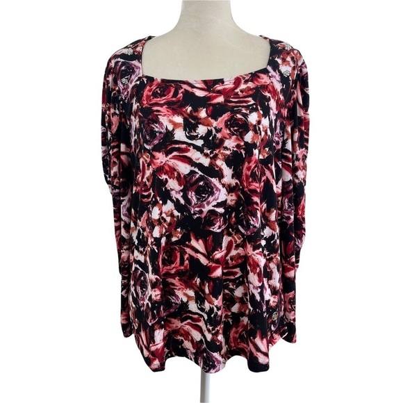 Adrienne Vittadini Abstract Print Long Sleeves Blouse Women’s Plus Size 2X - Picture 1 of 10